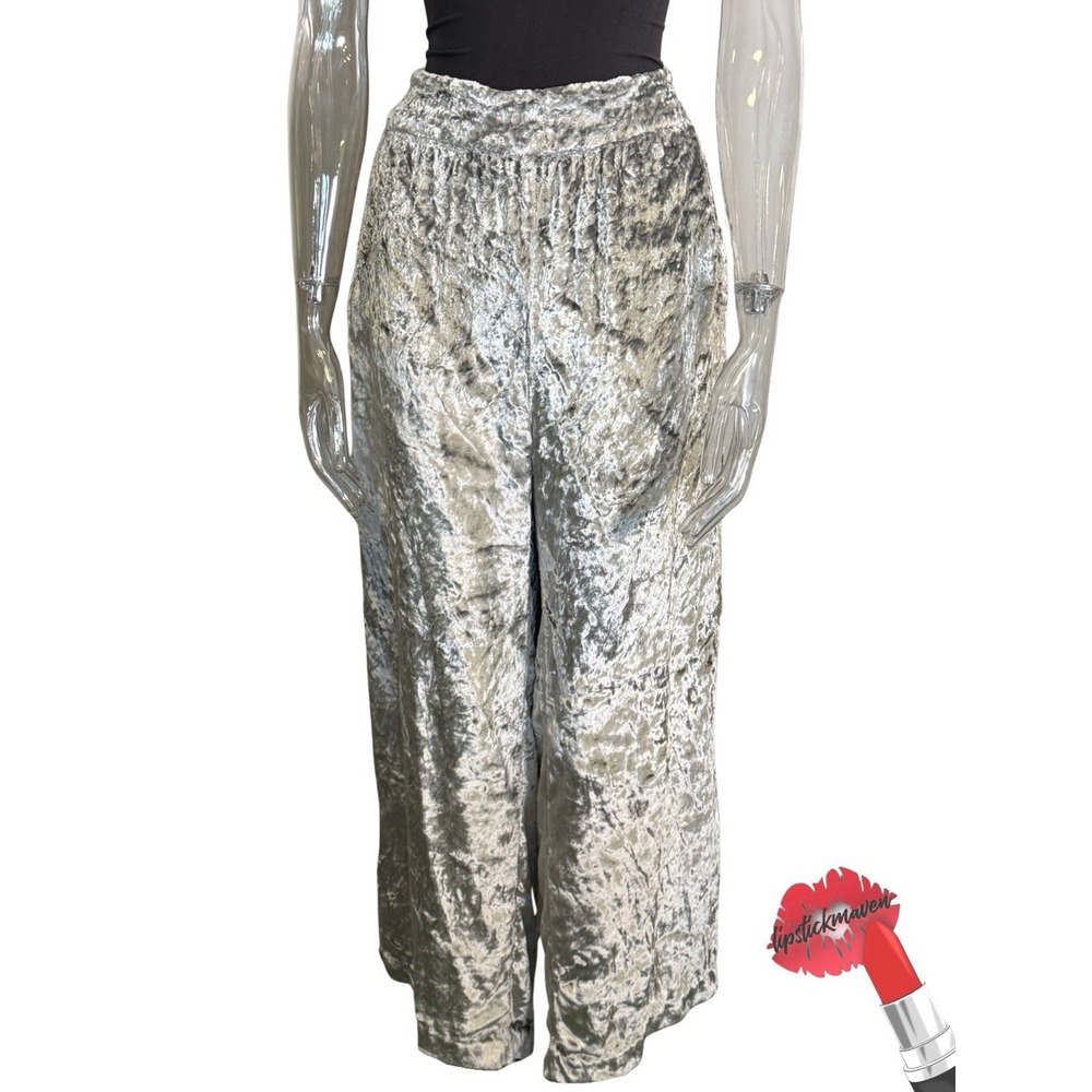Maeve Pants Womens Large Silver Gray Pull On Velvet Anthropologie Boho